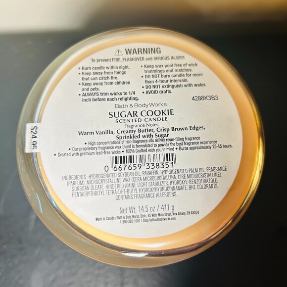 Bath & Body Works SUGAR COOKIE Three-Wick Candle NEW - Picture 3 of 4